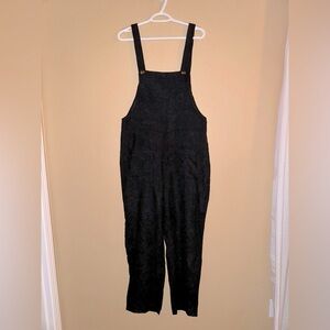 Black velvety corduroy overalls